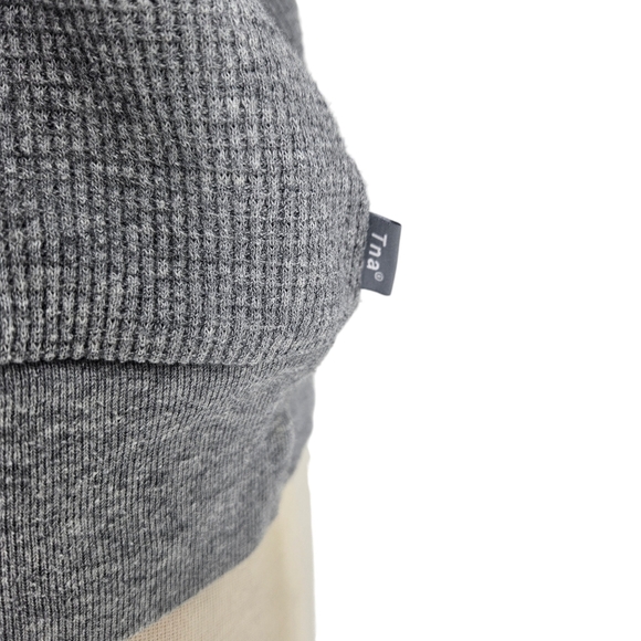 Aritzia Tna Nelson Thermal Shirt Dover Gray Waffle Knit Long Sleeve Top Small - Picture 4 of 9